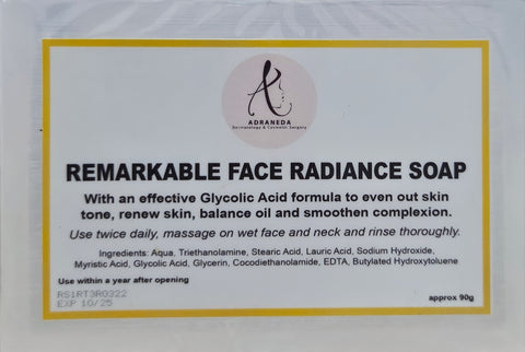 Remarkable Face Radiance Soap with Glycolic Acid for Whitening and Acne Marks