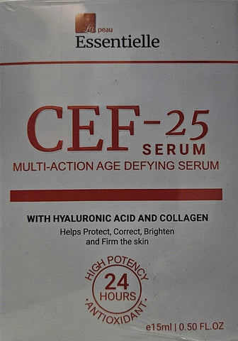 CEF 25% Vitamin C Serum with Ferulic Acid, Hyaluronic Acid, Collagen and Shiitake Mushroom Extract